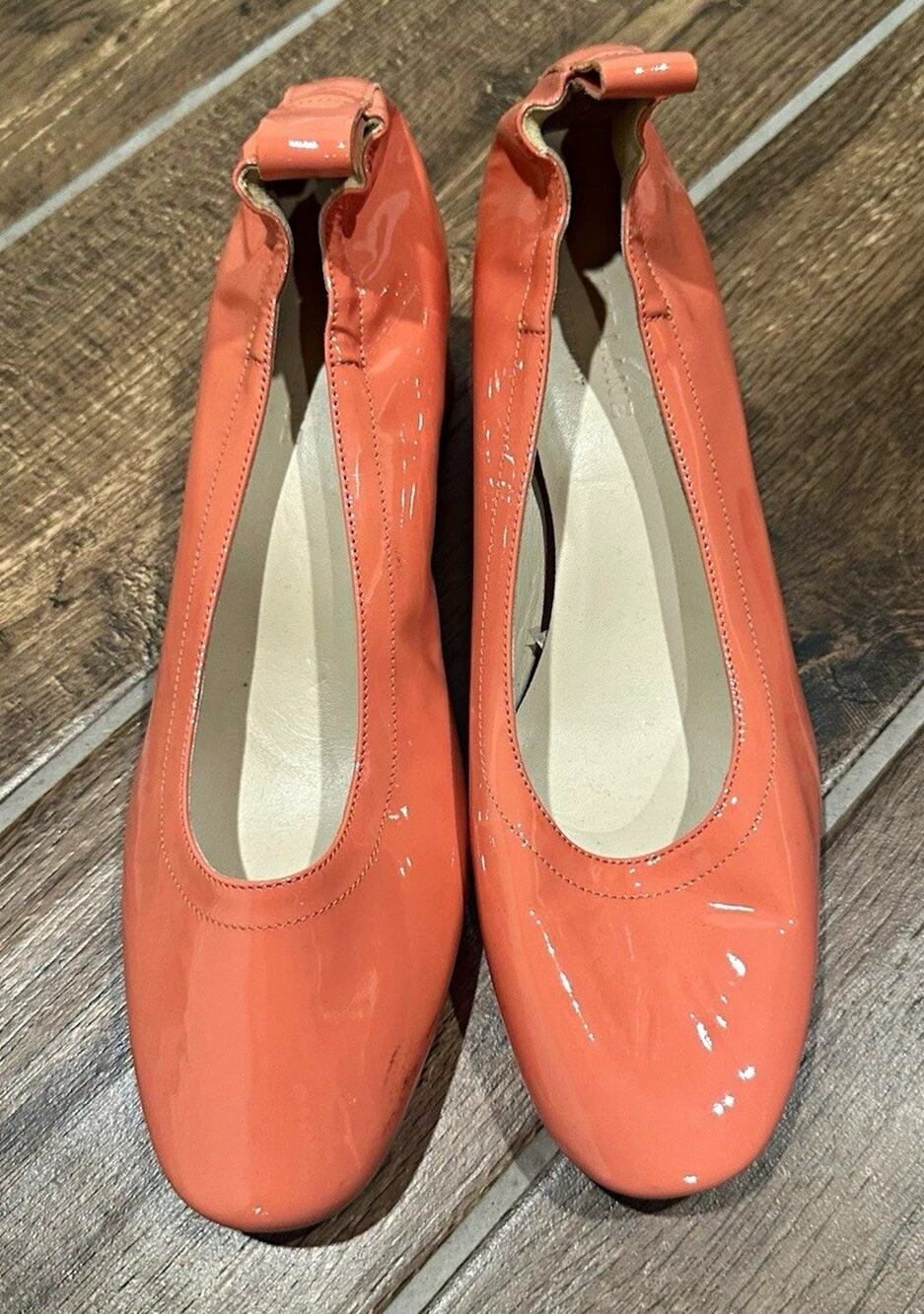 Everlane Pink Patent Leather Square Toe Block Heel Slip On Pumps Women 8.5